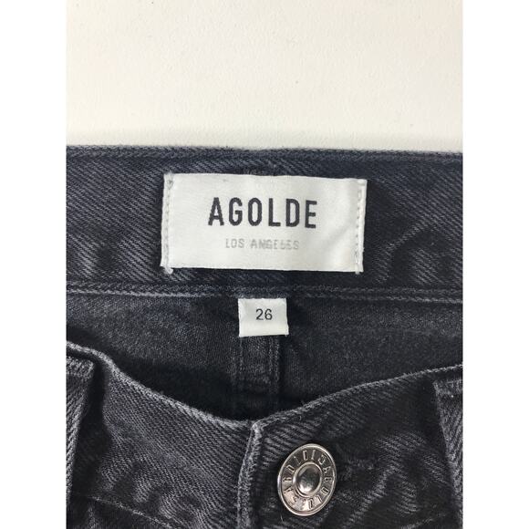Agolde Lana Jean Mid Rise Vintage Straight Distressed Black Disorder Capsule - Picture 3 of 12
